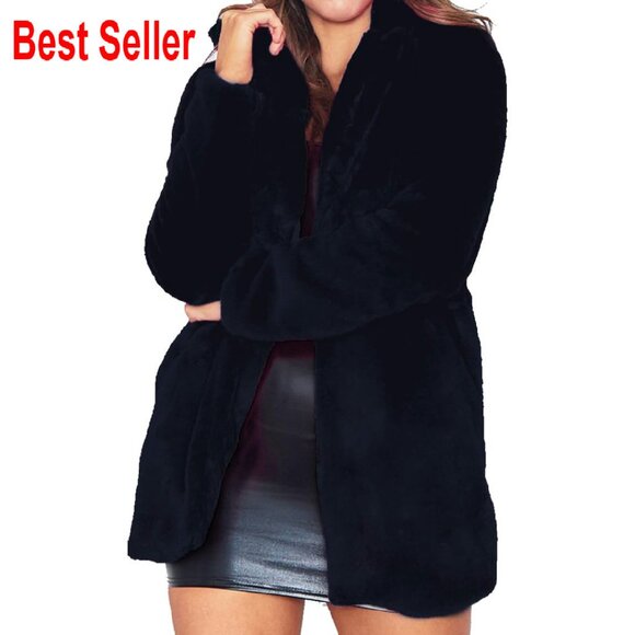 Jackets & Blazers - Oversized Faux Fur Coat Lapel Buttons Boyfriend Style Winter Warm Cozy Chic